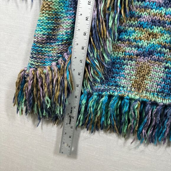 The Childrens Place Sweater Girls Blue Large Woven Fringe Duster Cardigan Y2K - Picture 5 of 9